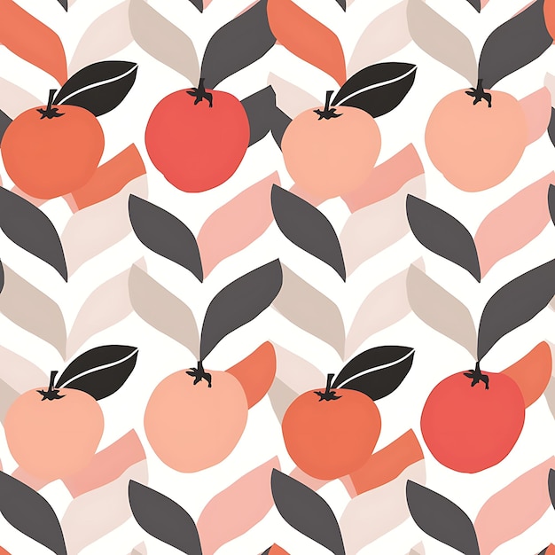 Photo a pattern with apples and leaves on the wall