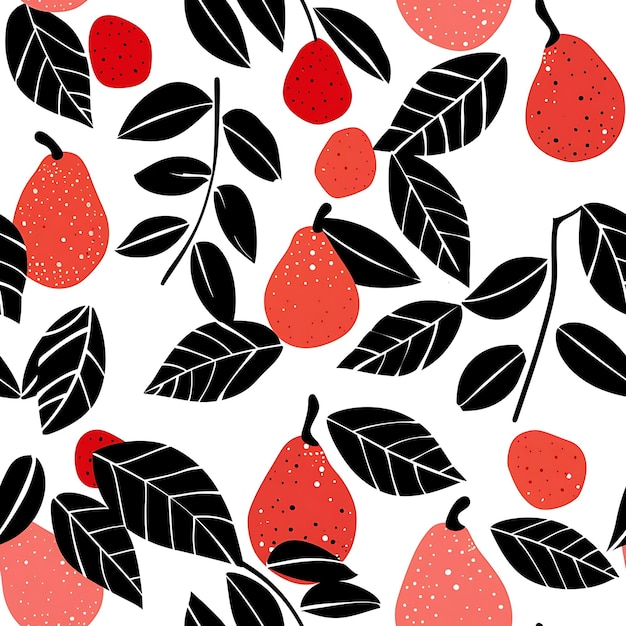 Photo a pattern with berries and leaves on a white background