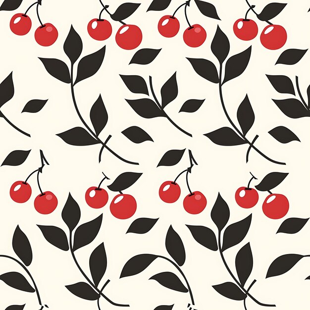 Photo a pattern with berries and leaves on a white background