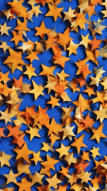 A pattern with a blue orange and yellow star pattern