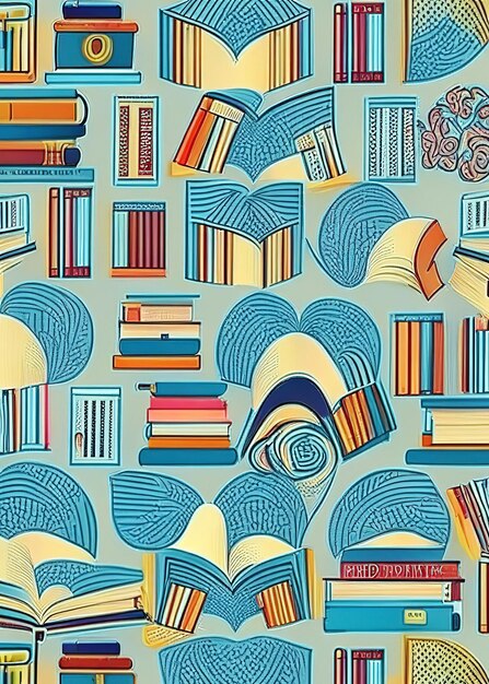 Foto modello con i libri nella biblioteca generata da ai