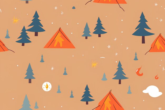 A pattern with campfires