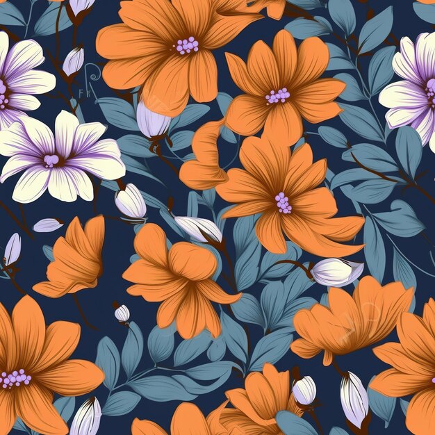 Photo pattern with colorful small spring flowers