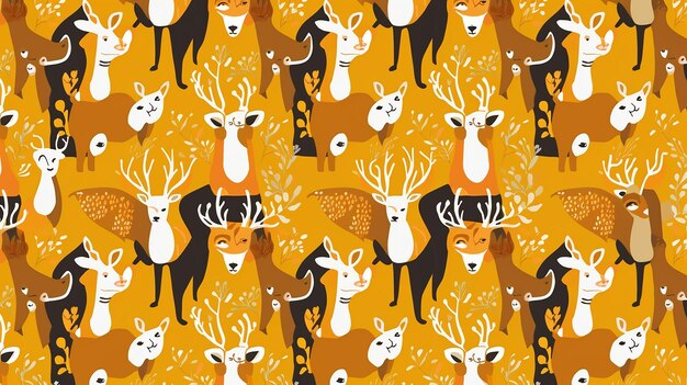 A pattern with a deer and deers