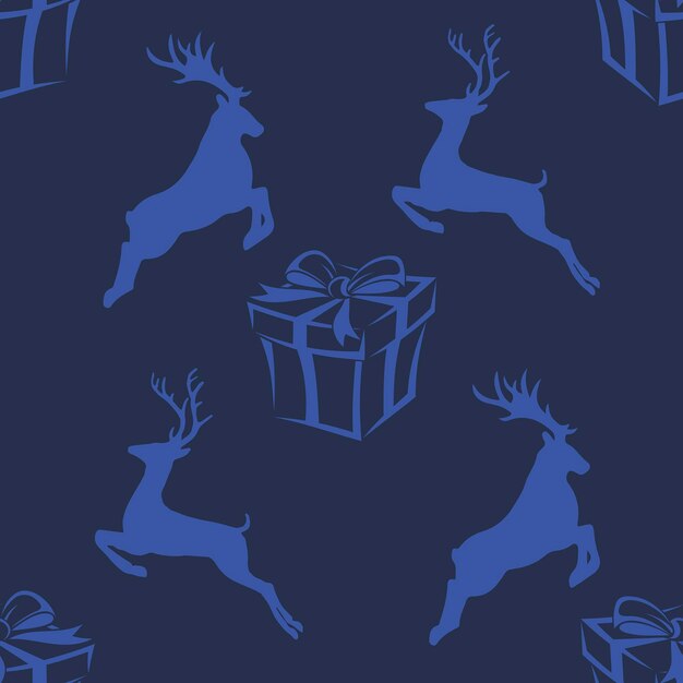 Pattern with deer on a white background Christmas background