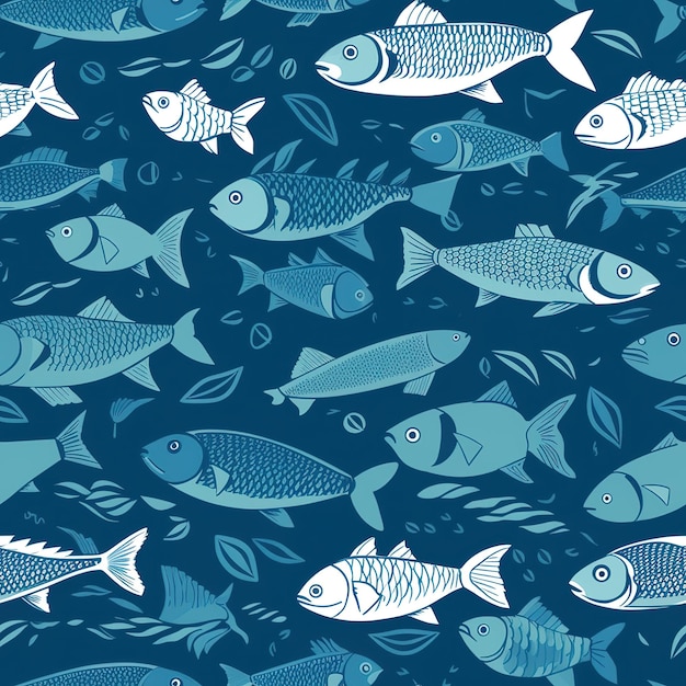 pattern with different types of fish