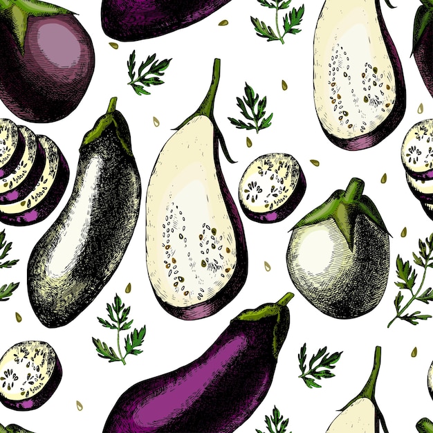 Photo pattern with eggplants