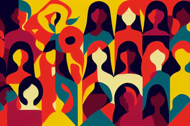 Pattern with female portraits of various nationalities and cultures Happy International Women39s Day Repeatable background with women of different cultures and ethnicity Flat vector illustration