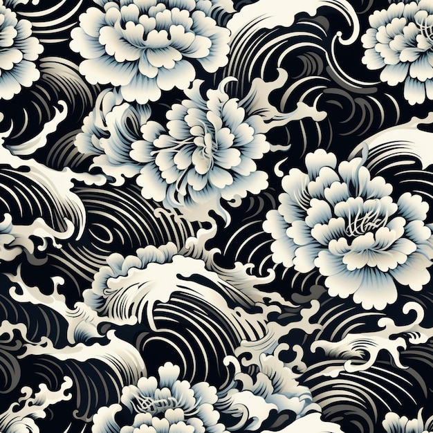 pattern with flowers wave