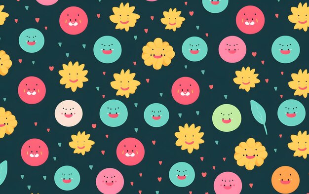 A pattern with flowers and the words happy on it.