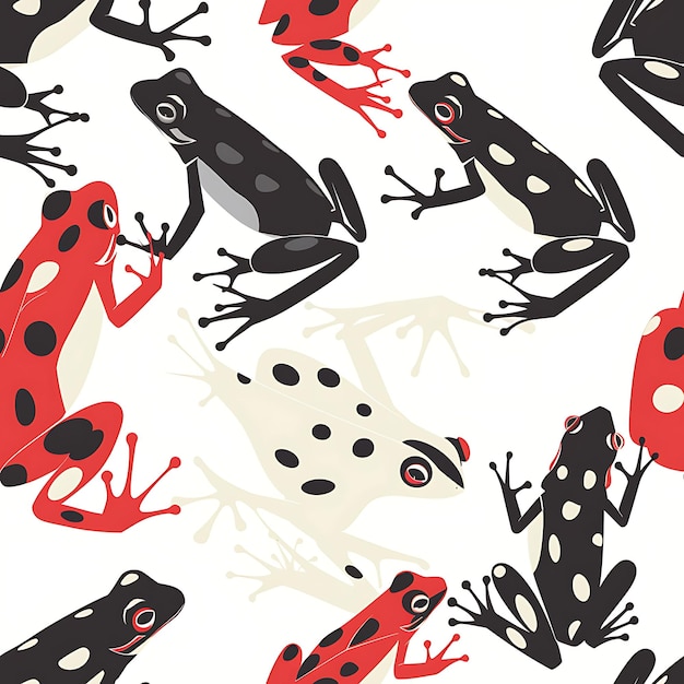 Photo a pattern with frogs and bugs on it