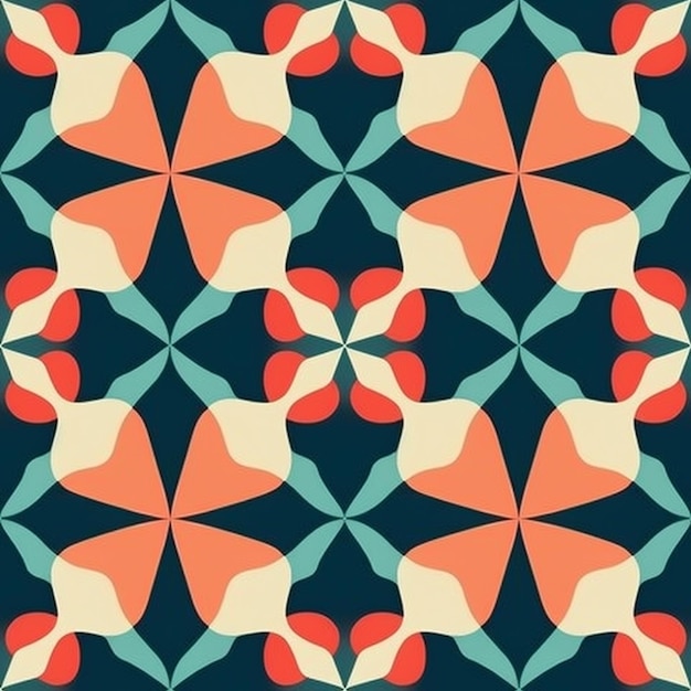 A pattern with a geometric design that is printed in blue and orange.