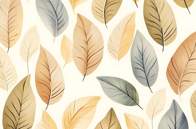 a pattern with leaves and brown leaves