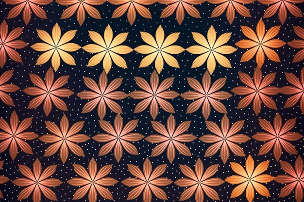 Photo a pattern with orange and gold flowers on a dark background.