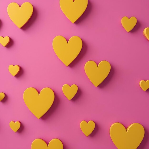 Photo a pattern with a pink heart and a yellow heart on a pink background