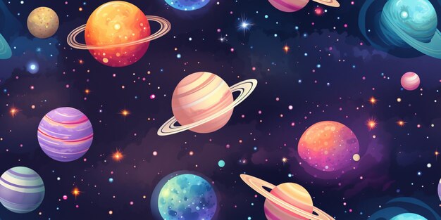 pattern with planets and stars