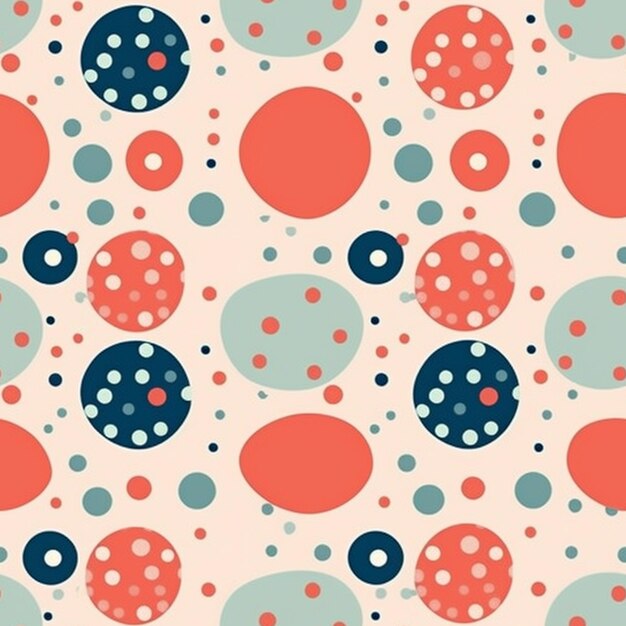 A pattern with polka dots and circles on a pink background generative ai