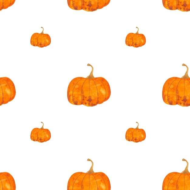 Pattern with pumpkins painted in watercolor autumn pattern seamless print for halloween