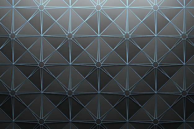 Pattern with repeating square pyramid tiles and star-shaped wire frame