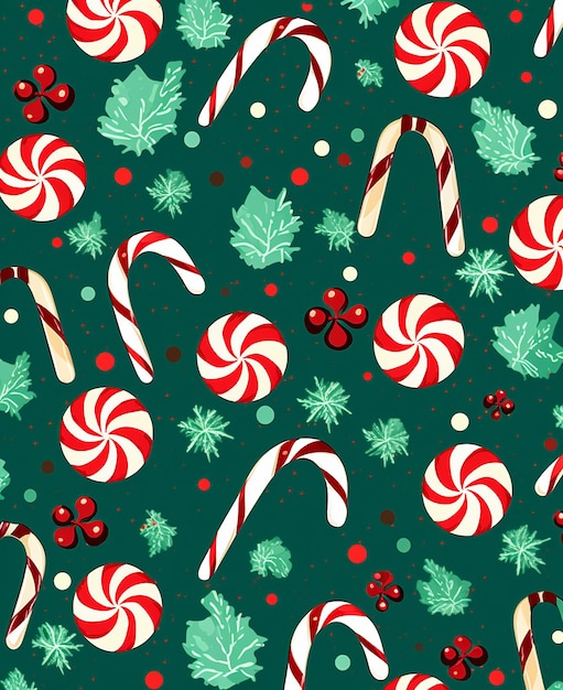 Pattern with snowflakes and candy canes Christmas style