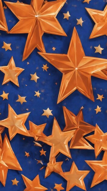 A pattern with stars and stripes in orange and blue