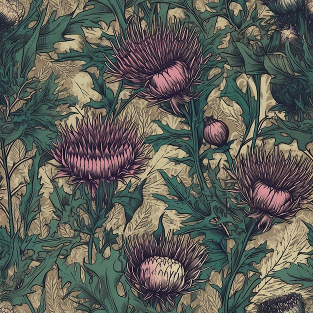 A pattern with a thistle on it that says scottish thistles.