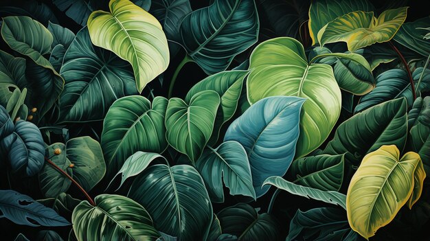 Photo pattern with tropical leaves