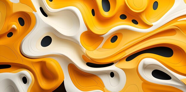 Pattern with white curves and circles on yellow