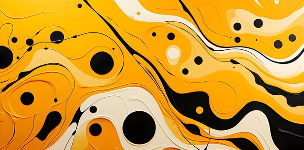 Pattern with white curves and circles on yellow