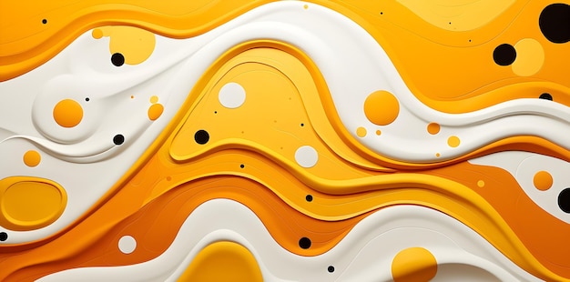 Pattern with white curves and circles on yellow