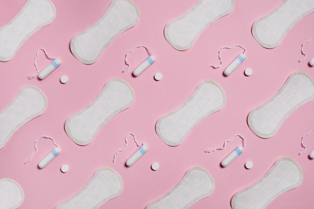 pattern with white sanitary cotton pads