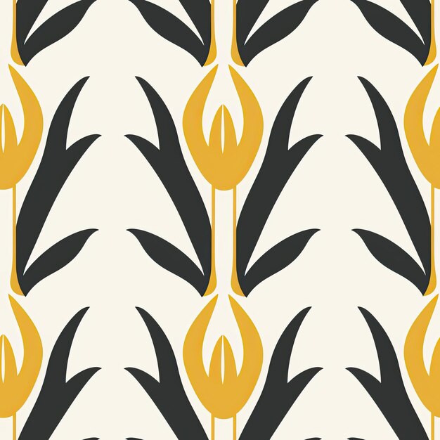 a pattern with a yellow flower on a beige background