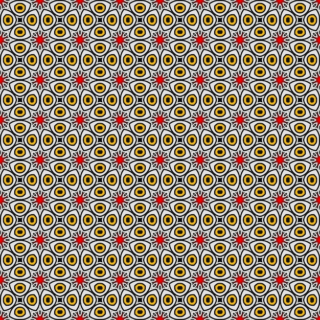 A pattern of yellow circles with a red background