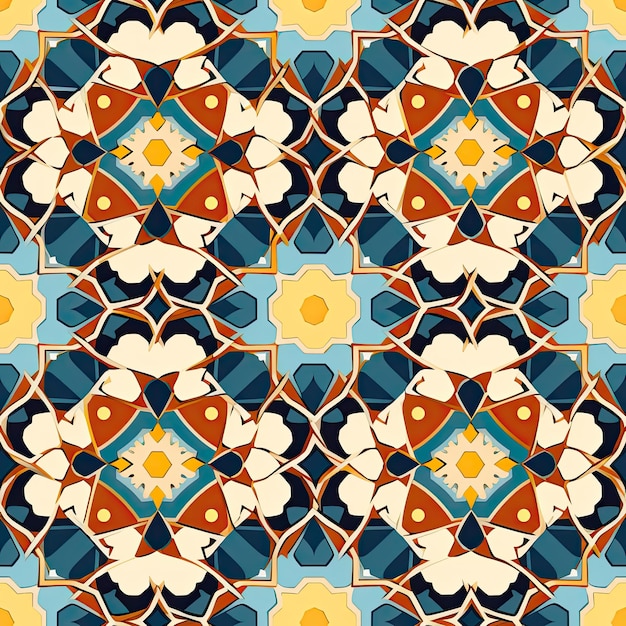 전통적인 이슬람 기하학적 패턴의 요소를 통합한 패턴