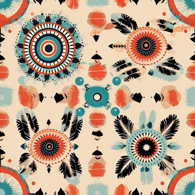 Photo patterns incorporating elements of traditional native american dreamcatcher motifs