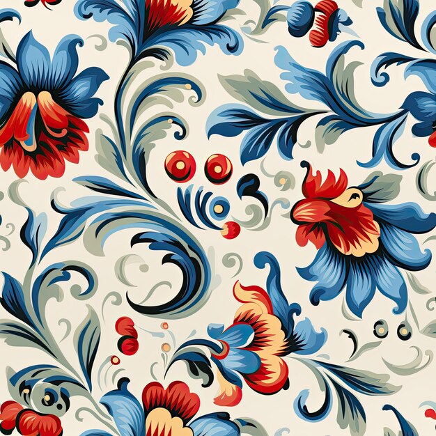 Photo patterns incorporating elements of traditional scandinavian rosemaling