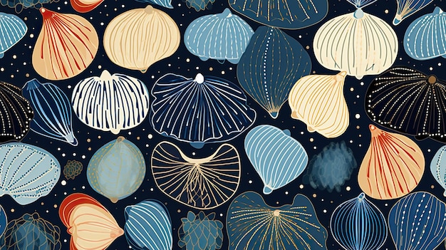 patterns inspired by different types of shells and marine textures
