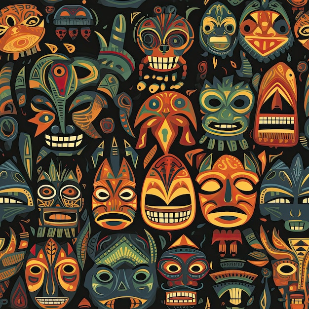 Patterns inspired by different types of traditional masks from around the world
