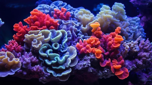 Patterns in nature close up of a vibrant coral reef created with generative ai technology
