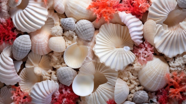 Patterns and textures in a seashell Created with Generative AI technology