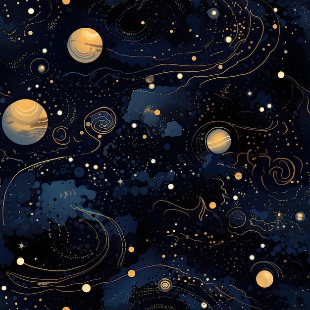 Patterns with a celestial and galaxy inspired design