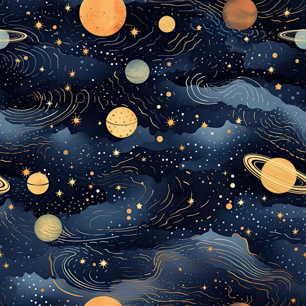 Photo patterns with a celestial and galaxy inspired design