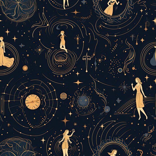 Photo patterns with a celestial and zodiac inspired design