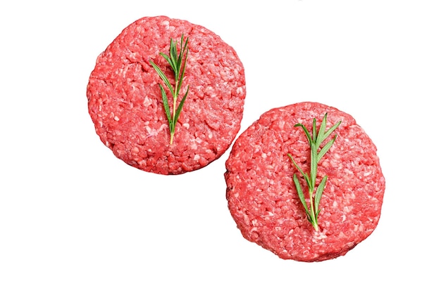 Patty of minced meat for burger Isolated on white background