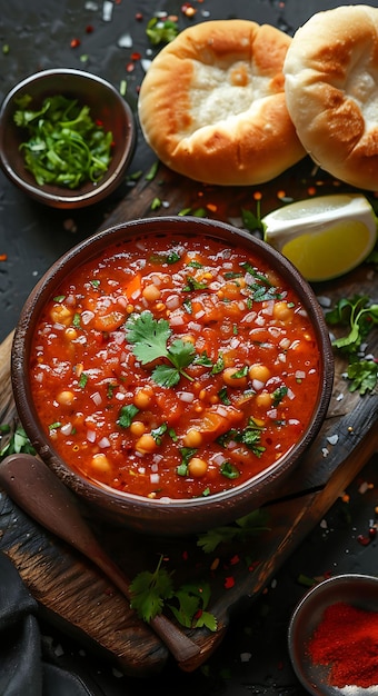 Pav Bhaji Dish Poster With Buttered Pav and Spicy Bhaji Bold Illustration Food Drink Indian Flavors