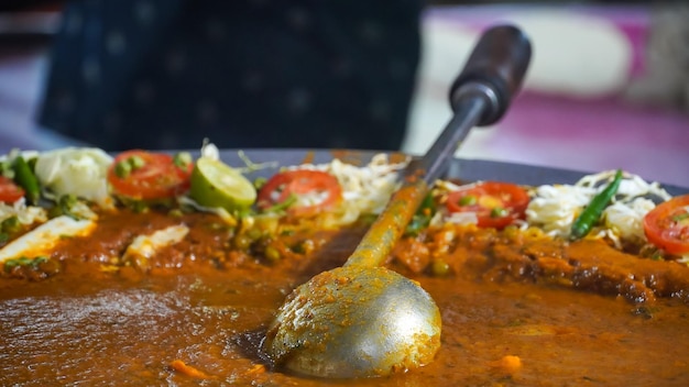 Pav Bhaji Gravy with salads