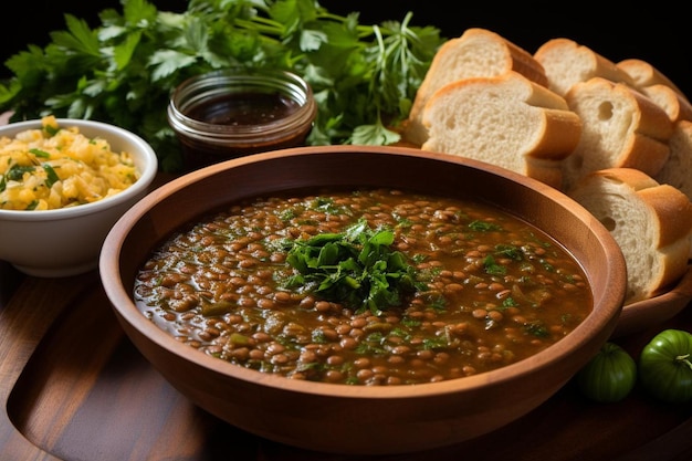 Foto pav bhaji presentato con verdure fresche