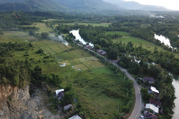 paved road in a village