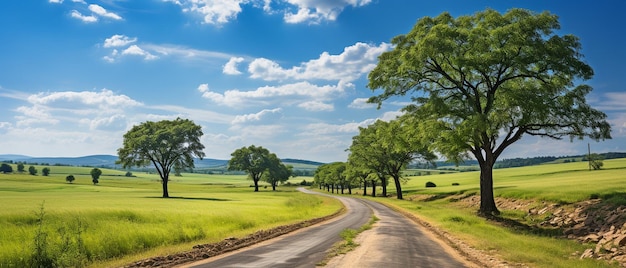 Paved road with verdant grass next to it