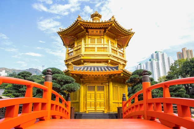 Foto il padiglione della perfezione assoluta all'interno del nan lian garden hongkong